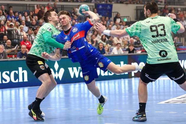 1. Bundesliga Handball Bergischer HC gegen Füchse Berlin, 14.05.2023 Elias Scholtes ( 4 Bergischer HC) - 1. Bundesliga Handball Bergischer HC gegen Füchse Berlin 14.05.2023 in Düsseldorf. Copyright: xBEAUTIFULxSPORTS KennyxBeelex