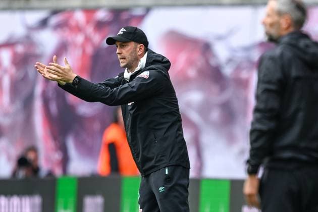 GER, 1.FBL, Bundesliga, RB Leipzig - SV Werder Bremen 14.05.2023, Red Bull Arena, Leipzig, GER, 1.FBL, Bundesliga, RB Leipzig - SV Werder Bremen im Bild picture shows Trainer Ole Werner (SV Werder Bremen) gestikuliert.