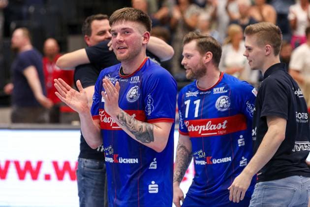 1. Bundesliga Handball Bergischer HC gegen Füchse Berlin, 14.05.2023 Elias Scholtes ( 4 Bergischer HC) - 1. Bundesliga Handball Bergischer HC gegen Füchse Berlin 14.05.2023 in Düsseldorf. Copyright: xBEAUTIFULxSPORTS KennyxBeelex