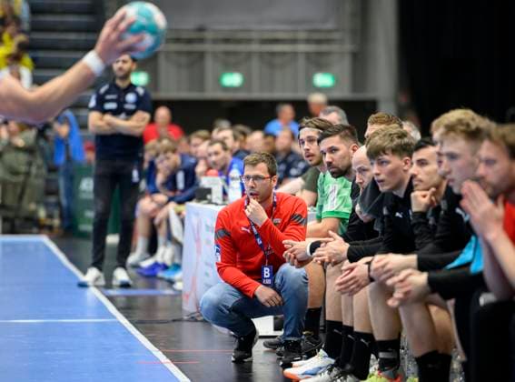 Trainer Jaron SIEWERT (B) Handball 1. Bundesliga, 30. Spieltag, Bergischer HC (BHC) - Fuechse Berlin (B), am 14.05.2023 in Duesseldorf Deutschland. ÂÂ