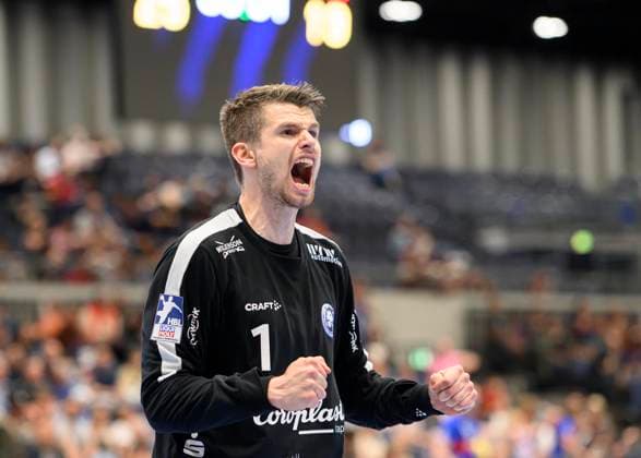 Jubel Torwart Christopher RUDECK (BHC) Handball 1. Bundesliga, 30. Spieltag, Bergischer HC (BHC) - Fuechse Berlin (B), am 14.05.2023 in Duesseldorf Deutschland. ÂÂ