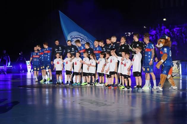 GER, LIQUI MOLY HBL, Bergischer HC vs. Fuechse Berlin 14.05.2023, Mitsubishi Electric HALLE, Duesseldorf, GER, LIQUI MOLY HBL, Bergischer HC vs. Fuechse Berlin , im Bild: BHC laeuft ein