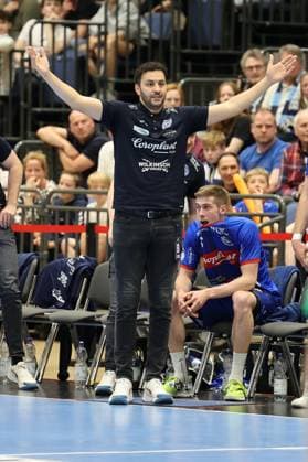 GER, LIQUI MOLY HBL, Bergischer HC vs. Fuechse Berlin 14.05.2023, Mitsubishi Electric HALLE, Duesseldorf, GER, LIQUI MOLY HBL, Bergischer HC vs. Fuechse Berlin , im Bild: Jamal Naji Chef-Trainer (BHC),
