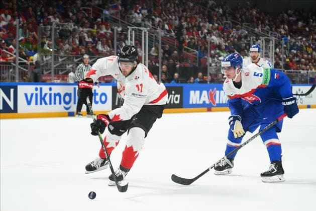 LATVIA, RIGA - 15.05.23: McBAIN Jack. Game Slovakia vs Canada. IIHF 2023 Ice hockey, Eishockey World Championship, WM, Weltmeisterschaft at Arena Riga  Copyright: xVITALIIxKLIUIEVx