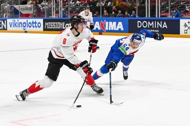 RIGA, LATVIA - MAY 15: Cody Glass of Canada takes a shot during the 2023 IIHF Ice hockey, Eishockey World Championship, WM, Weltmeisterschaft Finland - Latvia game between Slovakia and Canada at Arena Riga on May 15, 2023 in Riga, Latvia. Riga Arena Riga Latvia Copyright: xJustPictures.ch AndreaxBrancax