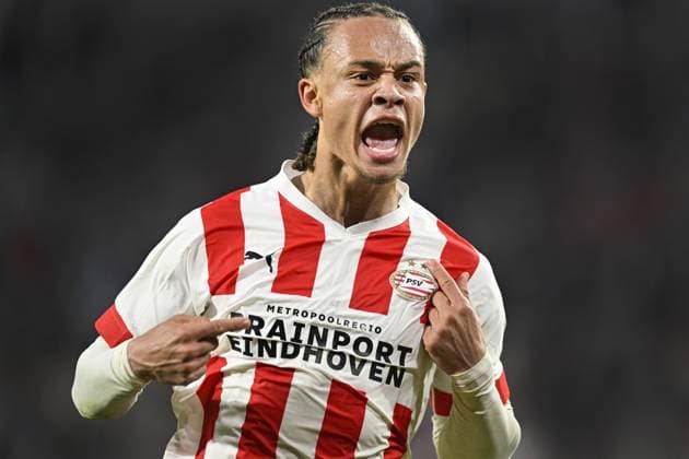 EINDHOVEN, 14-05-2023, Philips Stadium, Dutch Eredivisie, Football Season 2022 2023. PSV - Fortuna Sittard. PSV player Xavi Simons celebrates the 2-1 during the match PSV - Fortuna Sittard PSV - Fortuna Sittard  x20950579x Copyright: