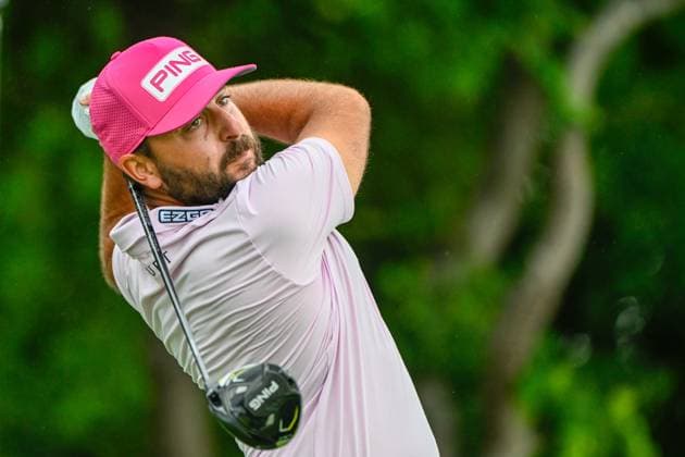 MCKINNEY, TX - MAY 14: Stephan Jaeger (GER) watches his tee shot on 9 during Rd4 of the AT&T Byron Nelson at TPC Craig Ranch on May 14, 2023 in McKinney, Texas. (Photo by Ken Murray Icon Sportswire) GOLF: MAY 14 PGA, Golf Herren - AT&T Byron Nelson EDITORIAL USE ONLY Icon230514043