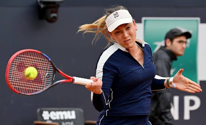 May 16, 2023, ROME: Donna Vekic of Croatia in action during her women s singles fourth round match against Iga Swiatek of Poland (not pictured) at the Italian Open tennis tournament in Rome, Italy, 16 May 2023. ANSA ETTORE FERRARI ROME - ZUMAa110 20230516_zaf_a110_053 Copyright: xEttorexFerrarix