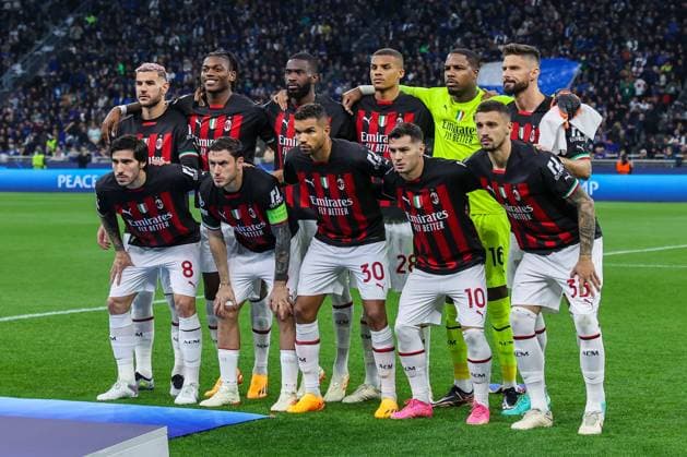 AC Milan team during the UEFA Champions League 2022 23 Semi-Final second leg football match between FC Internazionale and AC Milan at Giuseppe Meazza Stadium, Milan, Italy on May 16, 2023 - Milan Stadio Giuseppe Meazza Milan Italy Copyright: xEPhotopressx SP24-655-035