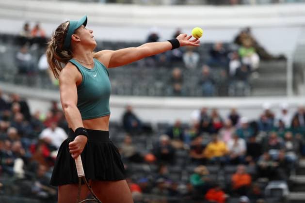 Rome, Italy 17.05.2023: Paula Badosa of Spain during the match against JeÄ¼ena Ostapenko of Lettonia Paula Badosa of Spain at the Women™s Internazionali BNL d Italia, WTA, Tennis Damen 1000, tennis tournament at Foro Italico in Rome, Italy on May 17th, 2023.  Copyright: xmarcoxiacobuccix xipa-agency.netx xmarcoxiacobuccix 0 IPA_IPA38001987