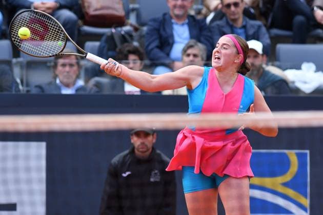 17th May 2023; Foro Italico, Rome, Italy: ATP, Tennis Herren 1000 Masters Rome, Day 10; Jelena Ostapenko (lat) returns against Paula Badosa (esp)  ActionPlus12511277 AllShotLive