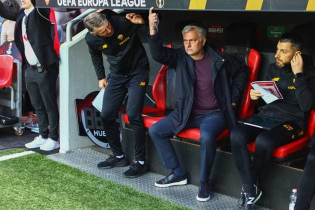 Cheftrainer Jose Mourinho (AS Roma) Bayer 04 Leverkusen vs. AS Roma, Fussball, Europaleague, Halbfinale, Rueckspiel, Spielzeit 2022 2023, 18.05.2023 Foto: kolbert-press Ant Palmer Leverkusen NRW Deutschland