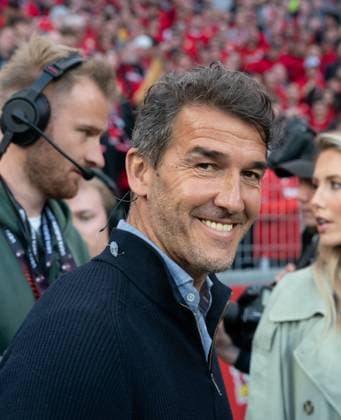 18.05.2023, xsltx, Fussball UEFA Europa League, Bayer 04 Leverkusen - AS Rom emspor, v.l. Karl-Heinz Riedle (DFL DFB REGULATIONS PROHIBIT ANY USE OF PHOTOGRAPHS as IMAGE SEQUENCES and or QUASI-VIDEO) Leverkusen