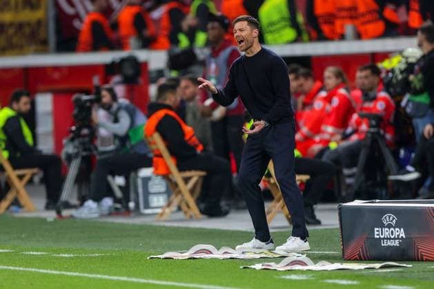 18.05.2023, Fussball, Saison 2022 2023, UEFA Europa League, Halbfinale, UEL, Bayer 04 Leverkusen - AS Rom, Cheftrainer Xabi Alonso (Bayer 04 Leverkusen), Leverkusen BayArena NRW Deutschland xRHR-FOTO DEx Copyright: RHR-FOTO DennisxEwertx RHR-FOTO DE