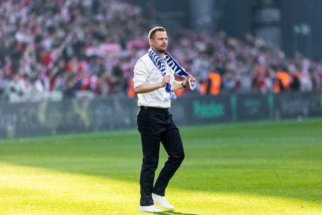 FC Copenhagen win the Danish Cup final 2022-23, Copenhagen, Denmark Copenhagen, Denmark. 18th, May 2023. Head coach Jacob Neestrup of FC Copenhagen seen after the Danish cup final between Aalborg Boldklub and FC Copenhagen at Parken in Copenhagen. Copenhagen Denmark  Copyright: xGonzalesxPhoto DejanxObretkovicx
