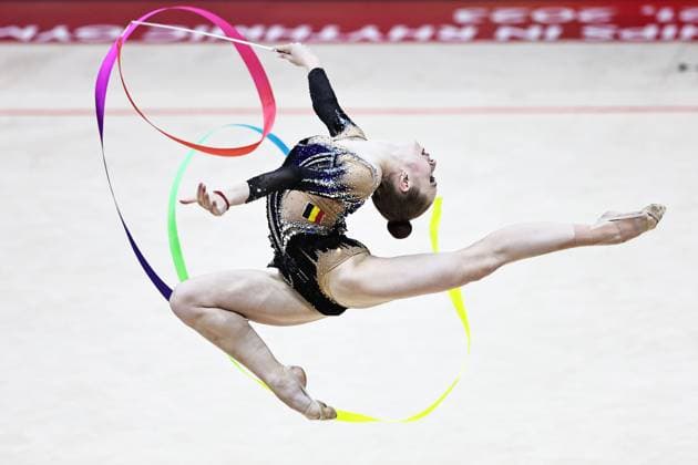 Sport Themen der Woche KW20 Sport Bilder des Tages Alessia Verstappen, BEL, during qualification at 2023 European Rhythmic gymnastics, Rhythmische Sportgymnastik, RSG championships in Baku; 19 05 2023; *** Alessia Verstappen, BEL, during qualification at 2023 European Rhythmic Gymnastics championships in Baku 19 05 2023 