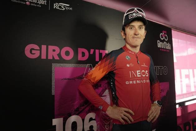 Foto Marco Alpozzi LaPresse 19 Maggio 2023 - Bra, Italia - - Ciclismo - Giro d™Italia 2023 - Edizione 106 - Tappa 13 - da Borgofranco d™Ivrea a Crans Montana Nella foto: THOMAS Geraint (GBR)INEOS GRENADIERS, Maglia Rosa May 19, 2023 Bra, Italy - Sport - Cycling - Giro d™Italia 2023 - 106th Edition - Stage 13 - From Borgofranco d™Ivrea to Crans Montana In the pic: THOMAS Geraint (GBR)INEOS GRENADIERS,  Copyright: xMarcoxAlpozzi LaPressex