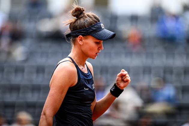 Veronika Kudermetova of Russia reacts during at her match against Anhelina Kalinina of Ukraine at the Internazionali BNL d Italia tennis tournament at Foro Italico in Rome, Italy on May 19th, 2023. antoniettaxbaldassarre