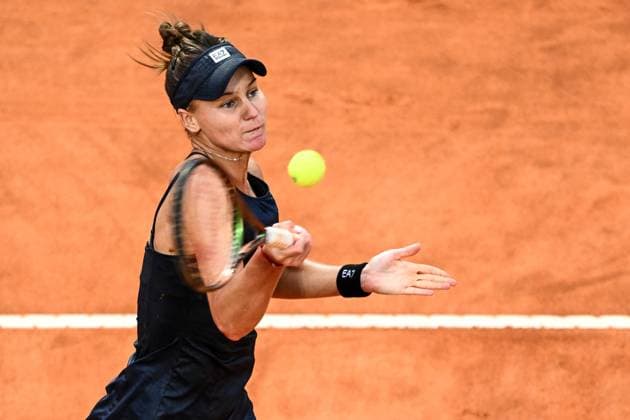 Veronika Kudermetova of Russia reacts during at her match against Anhelina Kalinina of Ukraine at the Internazionali BNL d Italia tennis tournament at Foro Italico in Rome, Italy on May 19th, 2023. antoniettaxbaldassarre