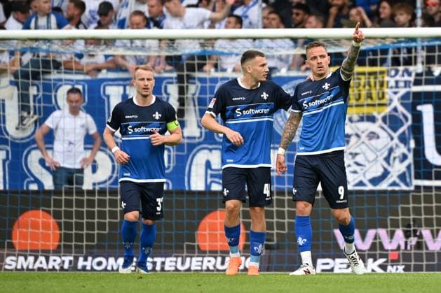Darmstadt, Merck Stadion am Boellenfalltor, 19.05.23, GER, Herren, 2.Bundesliga, Saison 2022-2023, SV Darmstadt 98 - 1.FC Magdeburg Bild: Philipp TIETZ (Darmstadt) jubelt nach seinem Tor zum 1:0 Only for editorial use! DFL regulations prohibit any use of photographs as image sequences and or quasi-video. Hessen Deutschland