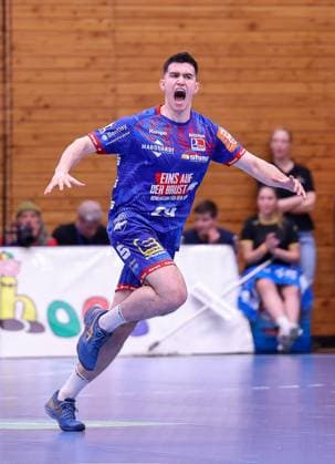 Moritz Strosack (HBW Balingen-Weilstetten, 29) Jubel Torjubel¨¨HBW Balingen-Weilstetten vs. SG BBM Bietigheim, Handball, 2. Bundesliga, 35.Spieltag, Spielzeit 2022 2023, 20.05.2023, ¨¨ HBW Balingen-Weilstetten vs. SG BBM Bietigheim, Handball, 2. Bundesliga, 35.Spieltag, Spielzeit 2022 2023, 20.05.2023 Balingen