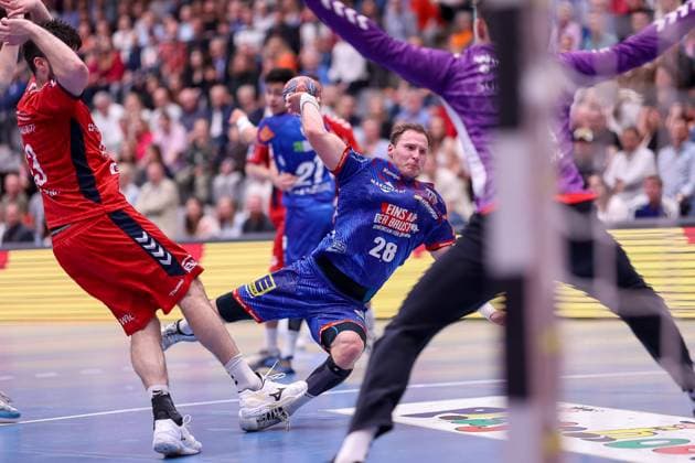 Tobias Heinzelmann (HBW Balingen-Weilstetten, 28)¨¨HBW Balingen-Weilstetten vs. SG BBM Bietigheim, Handball, 2. Bundesliga, 35.Spieltag, Spielzeit 2022 2023, 20.05.2023, ¨¨ HBW Balingen-Weilstetten vs. SG BBM Bietigheim, Handball, 2. Bundesliga, 35.Spieltag, Spielzeit 2022 2023, 20.05.2023 Balingen