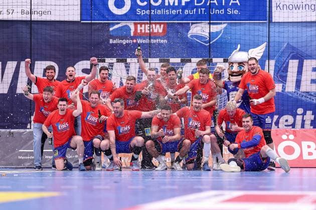 Jubel Torjubel HBW nach dem Spiel. Aufstieg in die 1. Bundesliga¨¨HBW Balingen-Weilstetten vs. SG BBM Bietigheim, Handball, 2. Bundesliga, 35.Spieltag, Spielzeit 2022 2023, 20.05.2023, ¨¨ HBW Balingen-Weilstetten vs. SG BBM Bietigheim, Handball, 2. Bundesliga, 35.Spieltag, Spielzeit 2022 2023, 20.05.2023 Balingen