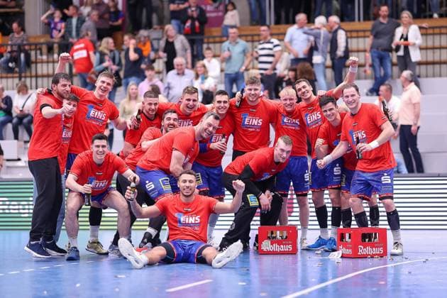 Jubel Torjubel HBW nach dem Spiel. Aufstieg in die 1. Bundesliga¨¨HBW Balingen-Weilstetten vs. SG BBM Bietigheim, Handball, 2. Bundesliga, 35.Spieltag, Spielzeit 2022 2023, 20.05.2023, ¨¨ HBW Balingen-Weilstetten vs. SG BBM Bietigheim, Handball, 2. Bundesliga, 35.Spieltag, Spielzeit 2022 2023, 20.05.2023 Balingen