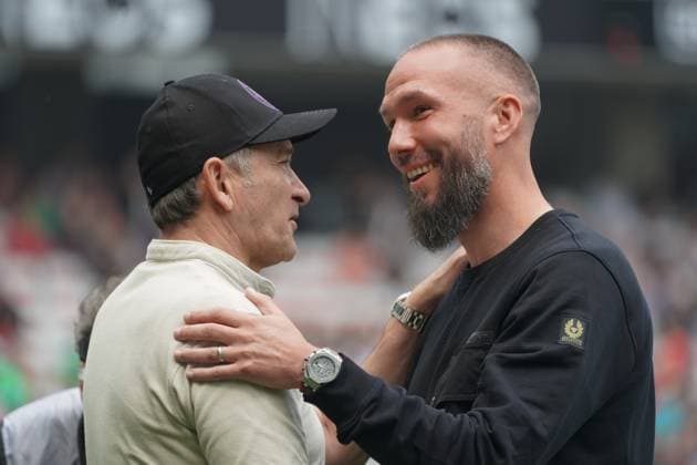 Didier Digard (entraineur de l OGC Nice) - Philippe Montanier (entraineur de Toulouse) FOOTBALL : OGC Nice vs Toulouse - Ligue 1 Uber Eats - Nice - 21 05 2023 NorbertScanella Panoramic 