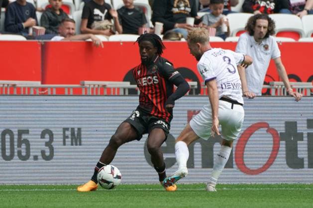 Jordan Lotomba (OGC Nice) - Mikkel Desler Puggaard (Toulouse) FOOTBALL : OGC Nice vs Toulouse - Ligue 1 Uber Eats - Nice - 21 05 2023 NorbertScanella Panoramic 