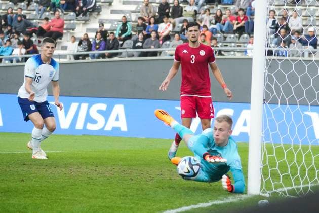 May 22, 2023, La Plata, Buenos Aires, Argentina: Sports. Goalkeeper COX MATHEWS from England during the FIFA U-20 World Cup Argentina 2023 match between England and Tunisia at Stadium Unico Diego Armando Maradona in La Plata, Buenos Aires, Argentina, on May 22, 2023 La Plata Argentina - ZUMAf135 0257395611st Copyright: xJulietaxFerrariox