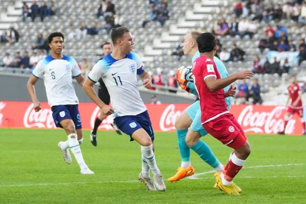 May 22, 2023, La Plata, Buenos Aires, Argentina: Sports. Goalkeeper COX MATTHEWS from England during the FIFA U-20 World Cup Argentina 2023 match between England and Tunisia at Stadium Unico Diego Armando Maradona in La Plata, Buenos Aires, Argentina, on May 22, 2023 La Plata Argentina - ZUMAf135 0257395621st Copyright: xJulietaxFerrariox