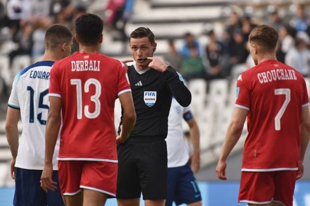 England v Tunisia - FIFA U20 World Cup LA PLATA, ARGENTINA - MAY 22: Referee ABATTI Ramon from Brazil during a match between England and Tunisia at Estadio Unico de La Plata La Plata Buenos Aires Argentina  Copyright: xFedericoxPerettix originalFilename:peretti-englandv230522_npE3N.jpg