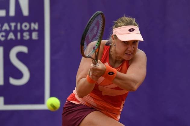 Tennis : Internationaux de Strasbourg 2023 - France - Anna Blinkova Russie Tennis : Internationaux de Strasbourg 2023 - France - 23 05 23 ChrysleneCaillaud Panoramic 