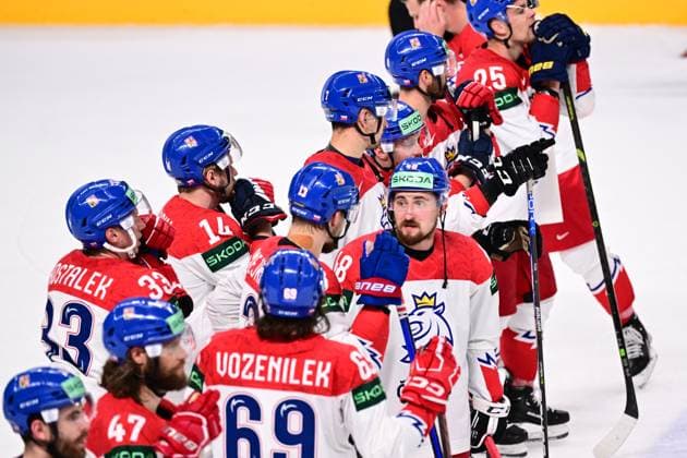 Disappointed Czech National hockey team players after the IIHF Ice hockey, Eishockey World Championship, WM, Weltmeisterschaft Group B match Czech Republic vs Canada, in Riga, Latvia, May 23, 2023. (CTKxPhoto DavidxTanecek) CTKPhotoP2023052307340  CTKPhotoP2023052307340