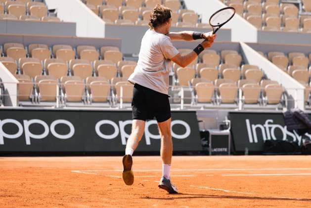 TENNIS - ATP, Tennis Herren French Open 2023 PARIS,FRANCE,22.MAY.23 - TENNIS - ATP World Tour, French Open, Roland Garros, Grand Slam, practice. Image shows Andrey Rublev (RUS).  GEPAxpictures xFrancoisxAsal