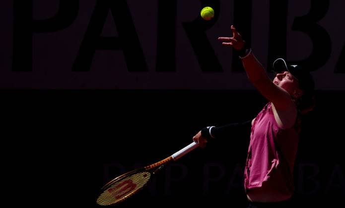 Mandatory Credit: Photo by Javier Garcia Shutterstock (13924795ac) Francesca Jones in action before pulling out of her second round Qualifying match with a shoulder injury French Open Tennis, Wednesday Qualifying and Previews, Roland Garros, Paris, France - 24 May 2023 French Open Tennis, Wednesday Qualifying and Previews, Roland Garros, Paris, France - 24 May 2023  Copyright: xJavierxGarcia Shutterstockx 13924795ac