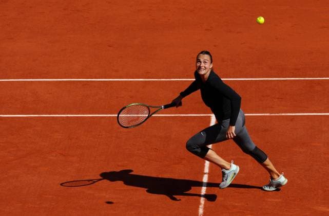 Mandatory Credit: Photo by Javier Garcia Shutterstock (13924795ca) Aryna Sabalenka practices on Philippe Chatrier Court French Open Tennis, Wednesday Qualifying and Previews, Roland Garros, Paris, France - 24 May 2023 French Open Tennis, Wednesday Qualifying and Previews, Roland Garros, Paris, France - 24 May 2023  Copyright: xJavierxGarcia Shutterstockx 13924795ca