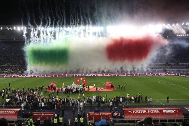 Sport Themen der Woche KW21 Sport Bilder des Tages Foto Tano Pecoraro LaPresse 24 maggio 2023 Roma, Italia - Calcio - ACF Fiorentina vs FC Inter - Finale Coppa Italia Frecciarossa 2022 2023 - Stadio Olimpico di Roma. Nella foto: Inter festeggia dopo la vittoria della Coppa Italia 2022 2023 May 24, 2023 Rome, Italy - Sport Soccer - ACF Fiorentina vs FC Internazionale - Frecciarossa Italian Cup Final 2022 2023 - Olympic stadium of Rome. In the pic: Inter celebrates after the victory of the italian Cup 2022 2023  Copyright: xTanoxPecoraro LaPresse ALFx