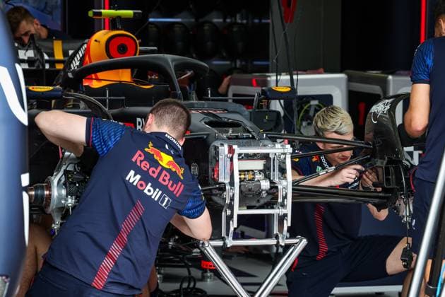 Red Bull Racing RB19, mechanical detail of the front suspension during the Formula 1 Grand Prix de Monaco 2023, 6th round of the 2023 Formula One World Championship, WM, Weltmeisterschaft from May 26 to 28, 2023 on the Circuit de Monaco, in Monaco - F1 - MONACO GRAND PRIX 2023 DPPI Panoramic  20230525_G0OD9406
