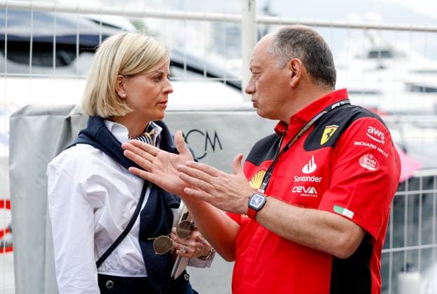 Susie Wolff (GBR, Managing Director F1 Academy), Frederic Vasseur (FRA, Scuderia Ferrari), F1 Grand Prix of Monaco at Circuit de Monaco on May 25, 2023 in Monte-Carlo, Monaco. (Photo by HOCH ZWEI) Monte-Carlo Monaco