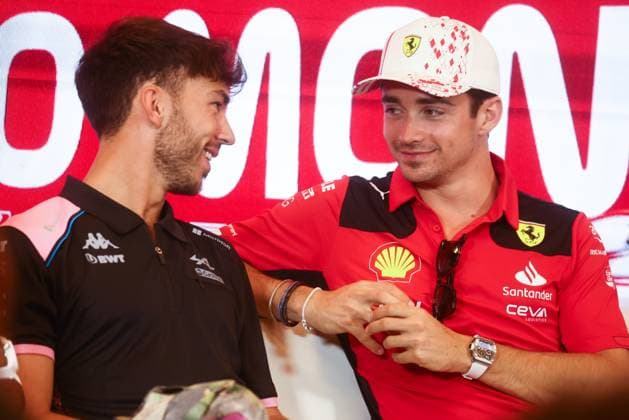 F1 Grand Prix Of Monaco Pierre Gasly and Charles Leclerc are seen during a press conference, PK, Pressekonferenz ahead of the F1 Grand Prix of Monaco at Circuit de Monaco on May 25, 2023 in Monte-Carlo, Monaco. Monaco Monaco  Copyright: xBeataxZawrzelx originalFilename:zawrzel-f1grandp230525_npFIO.jpg