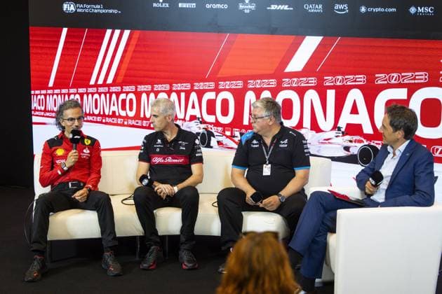 MEKIES Laurent (fra), Racing Director of the Scuderia Ferrari, ALUNNI BRAVI Alessandro (ita), Managing Director of Sauber Group & Team Representative, SZAFNAUER Otmar, Team Principal of Alpine F1 Team, portrait, press conference, PK, Pressekonferenz during the Formula 1 Grand Prix de Monaco 2023, 6th round of the 2023 Formula One World Championship, WM, Weltmeisterschaft from May 26 to 28, 2023 on the Circuit de Monaco, in Monaco - F1 - MONACO GRAND PRIX 2023 DPPI Panoramic 00123012__DE_2614