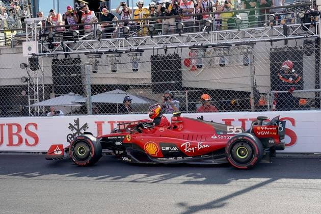Formel 1 Grand Prix Monaco 2023 26.05.2023, Circuit de Monaco, Monte Carlo, Formel 1 Grand Prix Monaco 2023 ,im Bild Unfall von Carlos Sainz Jr. (ESP), Scuderia Ferrari in der letzten Schikane vor Start-Ziel.