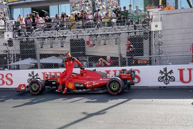 Formel 1 Grand Prix Monaco 2023 26.05.2023, Circuit de Monaco, Monte Carlo, Formel 1 Grand Prix Monaco 2023 ,im Bild Unfall von Carlos Sainz Jr. (ESP), Scuderia Ferrari in der letzten Schikane vor Start-Ziel.
