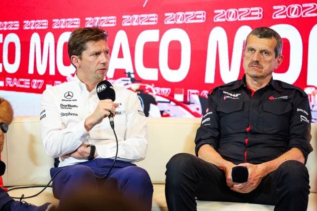 James Vowles (GBR, Williams Racing), Guenther Steiner (ITA, MoneyGram Haas F1 Team), F1 Grand Prix of Monaco at Circuit de Monaco on May 26, 2023 in Monte-Carlo, Monaco. (Photo by HOCH ZWEI) Monte-Carlo Monaco