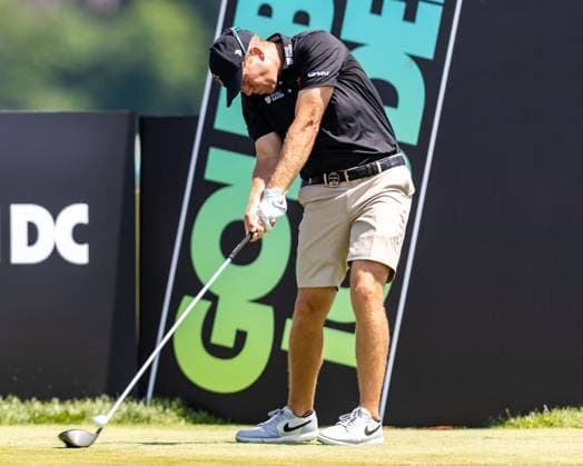 May 26, 2023, Potomac Falls, Virginia, USA: TAYLOR GOOCH tees off on the fifth hole during the first round of the LIV Golf DC event at Trump National Golf Club. Potomac Falls USA - ZUMAb237 20230526_znp_b237_022 Copyright: xRobertxBlakleyx