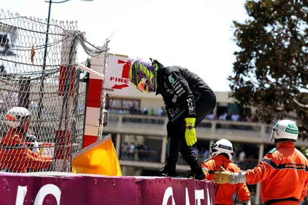 27.05.2023, Circuit de Monaco, Monte Carlo, Formel 1 Grand Prix Monaco 2023 ,im Bild Unfall Ausfall von Lewis Hamilton (GBR), Mercedes-AMG Petronas Formula One Team Monte Carlo Circuit de Monaco Monaco