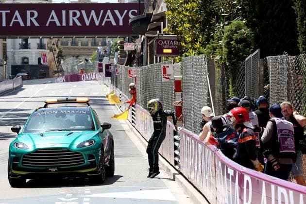 27.05.2023, Circuit de Monaco, Monte Carlo, Formel 1 Grand Prix Monaco 2023 ,im Bild Unfall Ausfall von Lewis Hamilton (GBR), Mercedes-AMG Petronas Formula One Team Monte Carlo Circuit de Monaco Monaco
