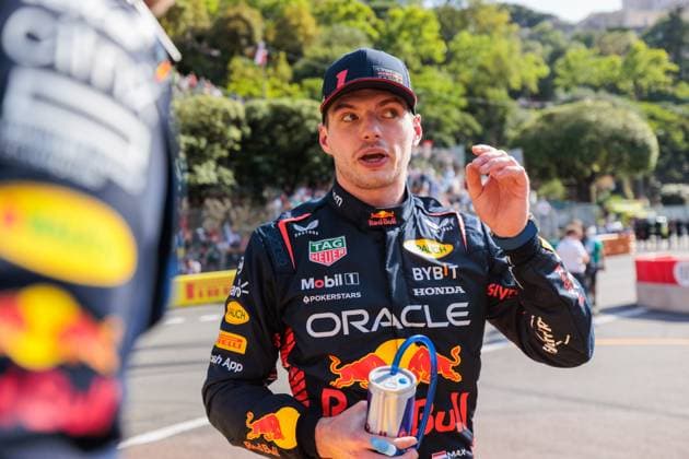 Max Verstappen (Red Bull Racing) bejubelt die Pole Position, Grosser Preis von Monaco, Motorsport, Formel 1, Saison 2023, 27.05.2023 Grosser Preis von Monaco, Motorsport, Formel 1, Saison 2023, 27.05.2023 Copyright: xEibner-Pressefoto AlexanderxNeisx EP_ANS